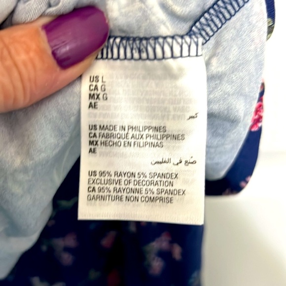 NWT 🛌  CHARTER CLUB BLUE FLORAL LACE TRIM SHORT SLEEVE PAJAMA SET Women L 12/14 - Picture 8 of 13